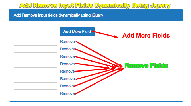 Add Remove Input Fields Dynamically Using Jquery