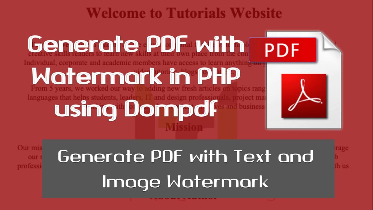 Generate PDF with Watermark in PHP using Dompdf