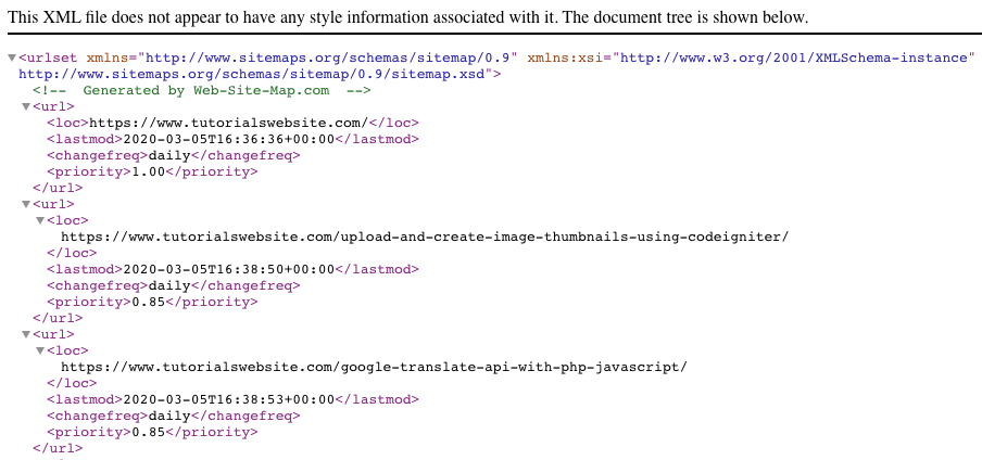 How to Create Dynamic XML Sitemap in Codeigniter