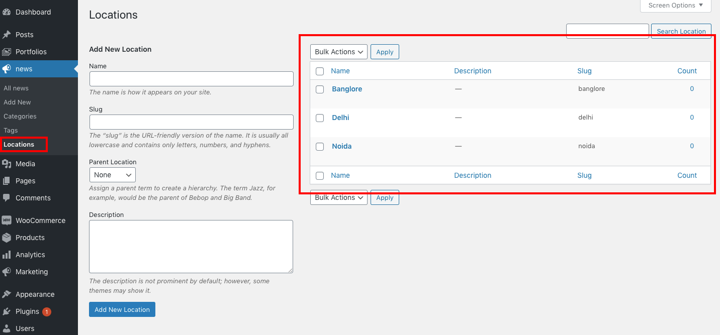 Custom post taxonomy in wordpress