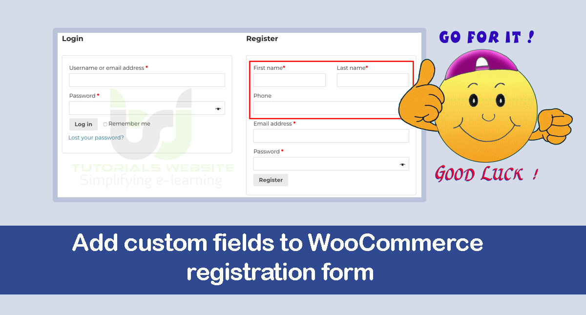 Add custom fields to WooCommerce registration form without plugin