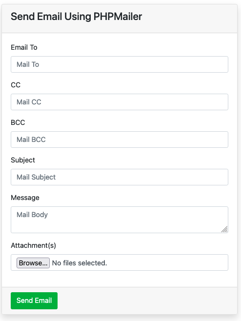 Send Email using PHPMailer in Laravel