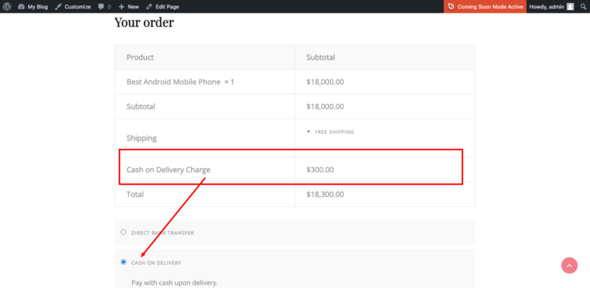Cash on Delivery Charges for WooCommerce