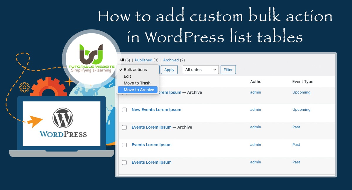 custom bulk action in WordPress list tables