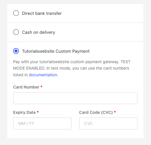 Woocommerce payment gateway