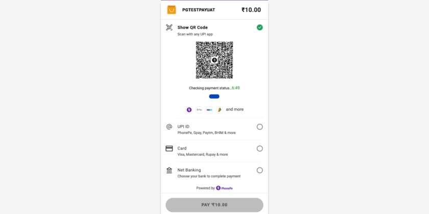 PhonePe Payment Gateway Response