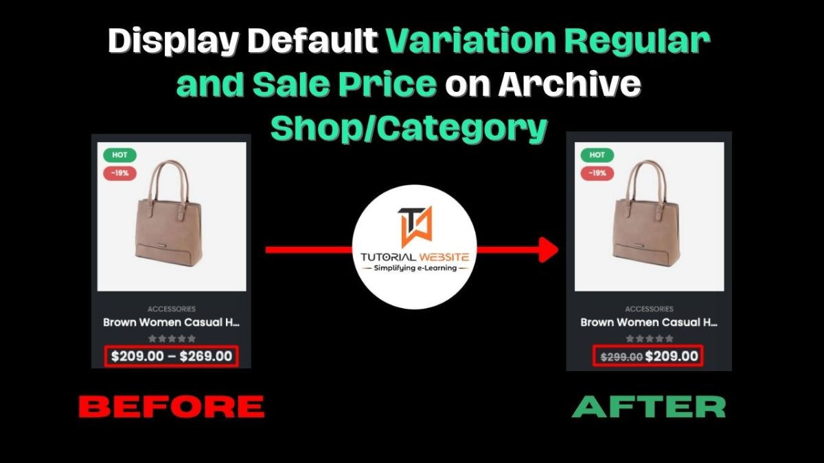 Display default variation price for variable products in Woocommerce shop pages